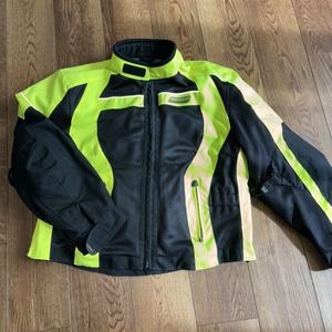 Olympia Switchback‎ Motorcycle Street Jacket Neon Yellow Women XL Reflective